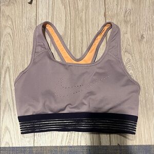 Nike Women's Light Purple Sports Bra with Peach Lining and Dark Purple Band